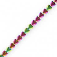 Round hematite beads heart Purple-Green-AB Coating