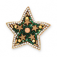 Brooches star Green-Crystal-Brown