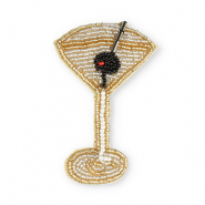 Brooches cocktail glass Gold-Crystal-Black