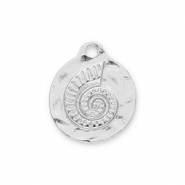 Metal charms round with sea shell Silver