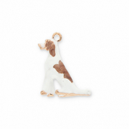 Metal charms dog Gold-White-Light Brown