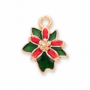 Metal charms poinsettia Gold-Red-Green