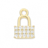 Brass TQ metal charms lock Gold-Transparent