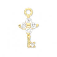 Brass TQ metal charms key Gold-Transparent