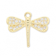 Brass TQ metal charms dragonfly Gold-Transparent