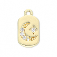 Brass TQ metal charms moon and star Gold-Transparent