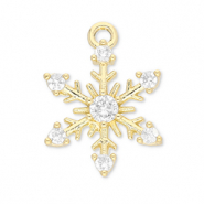 Brass TQ metal charms snowflake Gold-Transparent