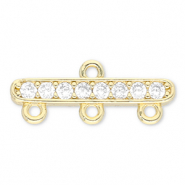 Brass TQ metal connector with 3 loops Gold-Transparent