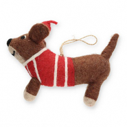 Trendy felt pendants dachshund Brown-Red-White