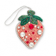 Trendy pendants strawberry Pink-Green-Silver