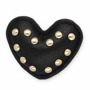 Statement charms with studs heart Black-Gold