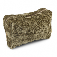 BY31® Pouch velvet with stitched circles Olive Brown