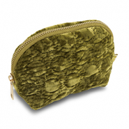 BY31® Pouch velvet with stitched circles Olive Green