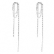 Eco-brass® metal earrings / earpins with strass Silver-Crystal