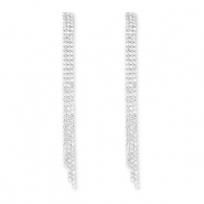 Eco-brass® metal earrings / earpins with strass Silver-Crystal