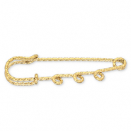 Stainless steel findings ornamental pin with 3 loops Gold
