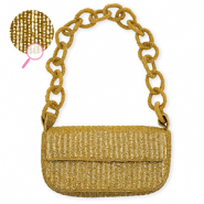 Handbag with glass beads Gold