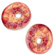 DQ greek ceramic beads donut mosaic Magenta-Green Gold