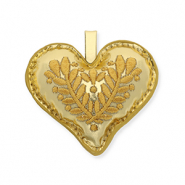 Trendy pendants heart with leaf motif Gold
