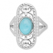 Stainless steel rings with natural stone Silver-Turquoise