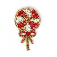 Brooches lollipop with bow Red-White-Gold