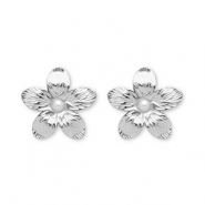 Stainless steel earrings / earpin flower Silver