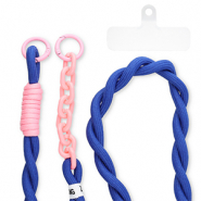 Trendy phone cord incl. insert Dark Blue-Pink