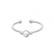 Stainless steel rings with pearl Silver-White