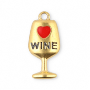 Stainless steel charms wine glass Gold-Red