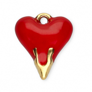Stainless steel charms heart Gold-Red