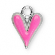 Stainless steel charms heart Silver-Pink