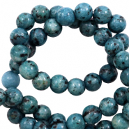 Natural stone beads Dalmatian Stone 6mm Teal Blue Anthracite
