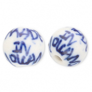 Beads ceramic 10mm "Made in Holland" Off White-Delft Blue