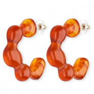 Trendy resin earrings / earpins Dark Orange