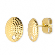 Stainless steel findings earrings / earpin oval with loop Gold