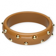 Bracelets bangle resin with studs Brown-Gold