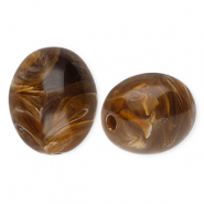 Acrylic beads oval Brown-Marble