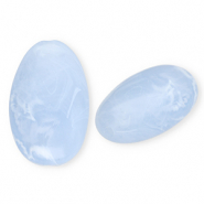 Acrylic beads oblong oval Blue-Marble