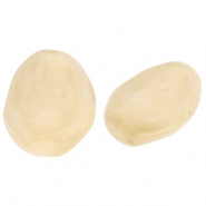 Acrylic beads egg-shaped Beige Brown-Marble