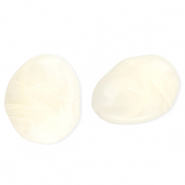 Acrylic beads egg-shaped Off White-Marble