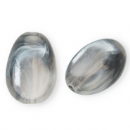 Acrylic beads oval Grey-Marble