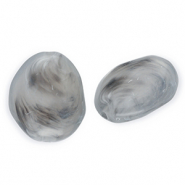 Acrylic beads egg-shaped Grey-Marble