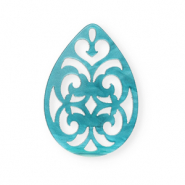 Resin pendants drop baroque 38x27mm Blue Atoll