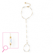 Stainless steel hand chain Gold-Crystal AB-white