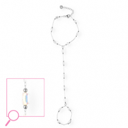 Stainless steel hand chain Silver-Crystal AB-white