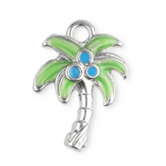 Stainless steel charms palmtree Silver-Green-Blue