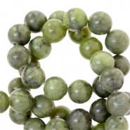 Natural stone beads Serpentine 4mm Olive Green