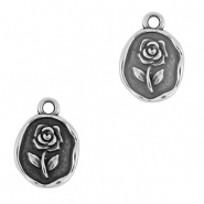 DQ European metal charms rose Antique Silver (nickel free)