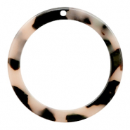 Resin pendants round 35mm Cream-Black