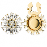 Brass TQ metal button covers flower Gold-Crystal